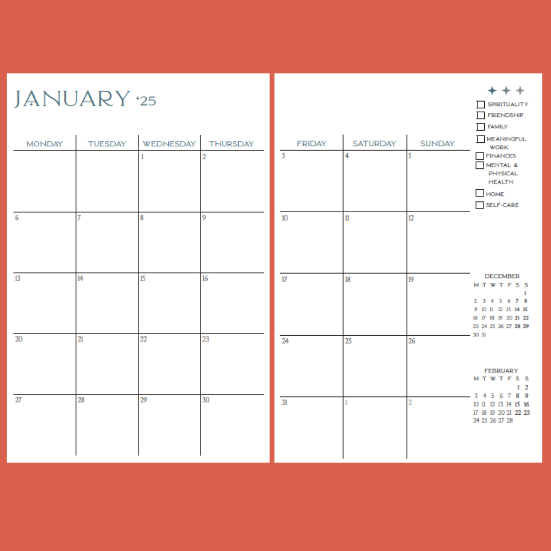2025 PPlanner, Monday start