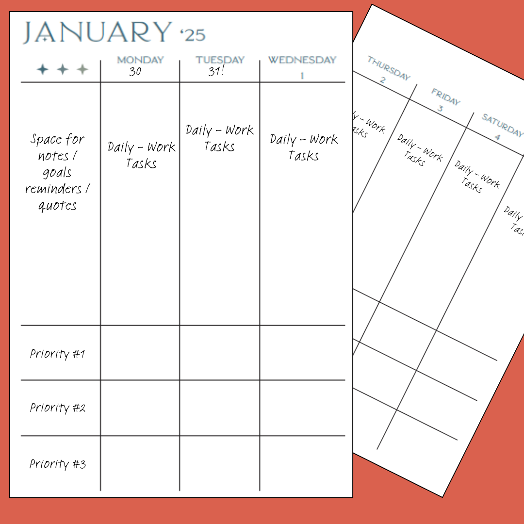 2025 PPlanner, Monday start
